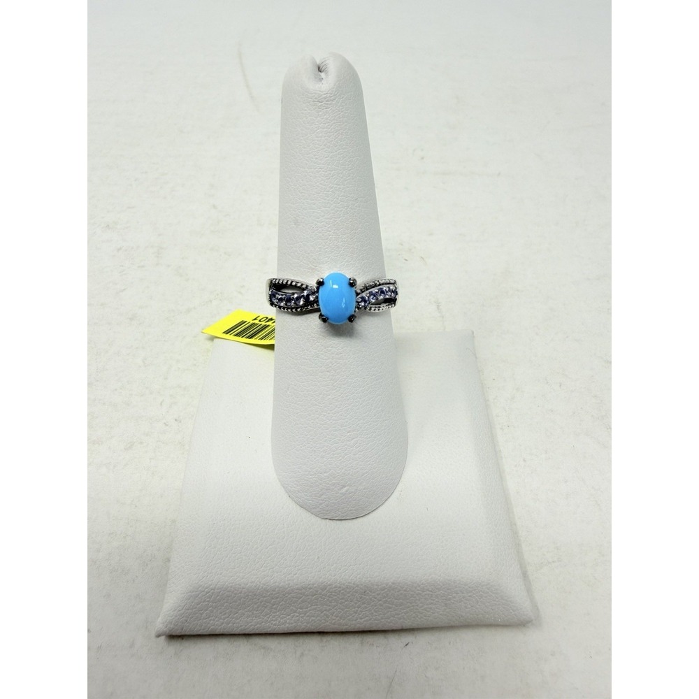 Shop LC Arizona Sleeping Beauty Turquoise/Tanzanite Size 7 Ring in Silver 5517